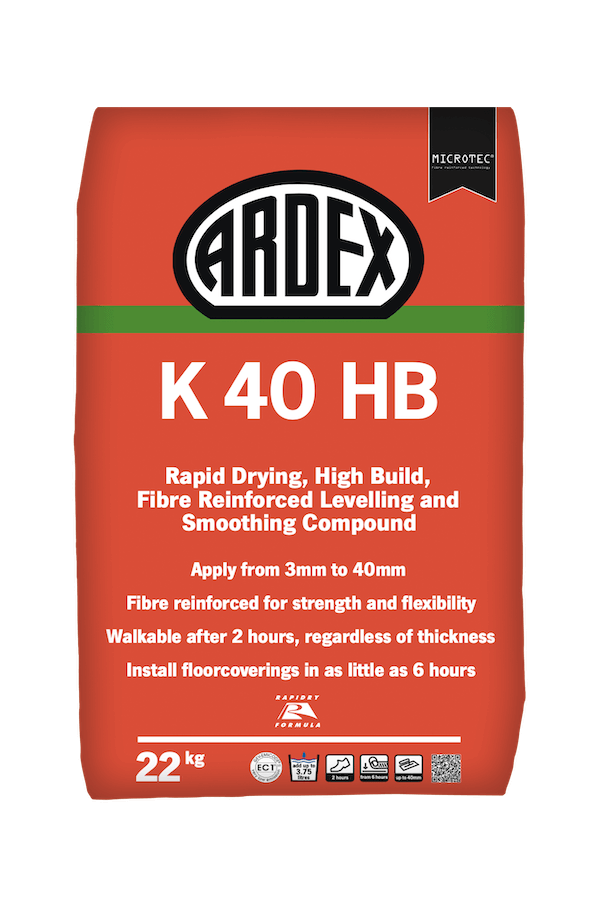 Ardex K40 HB High Build Levelling and Smooth Compound - 22kg Grey